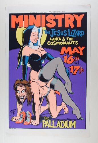 1996 Ministry The Jesus Lizard The Palladium LE Signed Coop Poster Near Mint 81