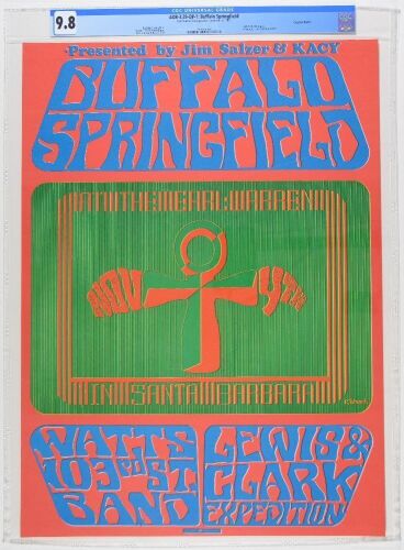 1967 AOR-3.39 Buffalo Springfield Earl Warren Santa Barbara Poster CGC 9.8