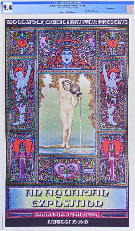 1969 AOR-3.2 David Byrd Woodstock Festival Wallkill New York Poster CGC 9.4