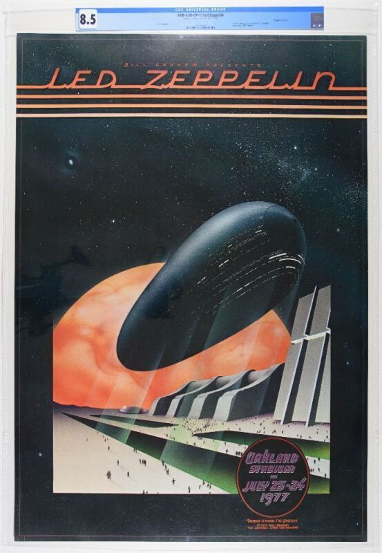 1977 AOR-4.50 Led Zeppelin Oakland Stadium Poster CGC 8.5
