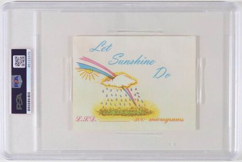 1969 Let Sunshine Do The Brotherhood of Eternal Love Orange Sunshine LSD Distribution Card Signed by Tim Scully PSA/DNA Certified