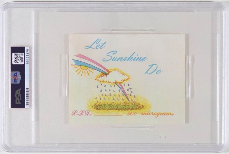 1969 Let Sunshine Do The Brotherhood of Eternal Love Orange Sunshine LSD Distribution Card Signed by Tim Scully PSA/DNA Certified