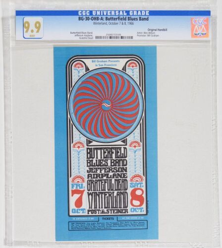 1966 BG-30 Grateful Dead Jefferson Airplane Paul Butterfield Winterland Handbill CGC 9.9
