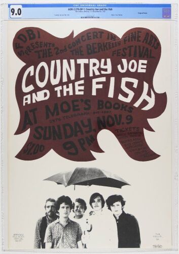 1966 AOR-2.279 Country Joe & The Fish Moe's Books Berkeley Poster CGC 9.0