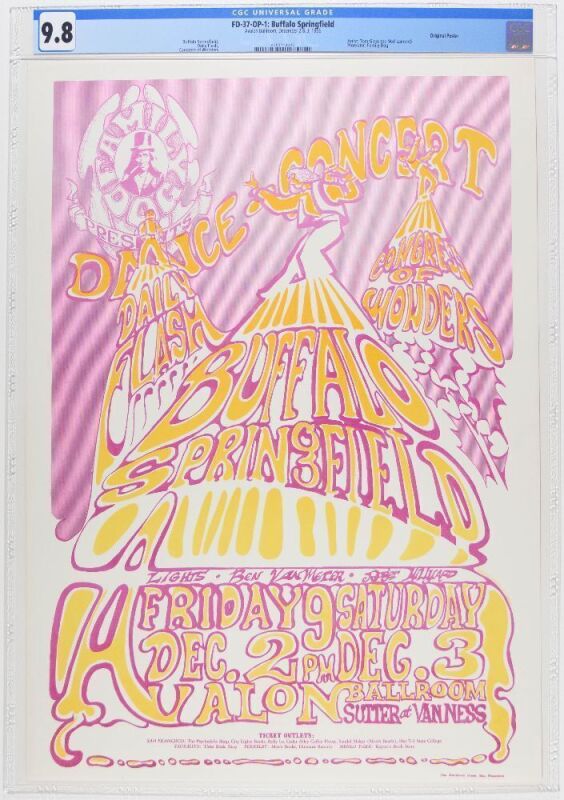1966 FD-37 Buffalo Springfield Daily Flash Avalon Ballroom Poster CGC 9.8