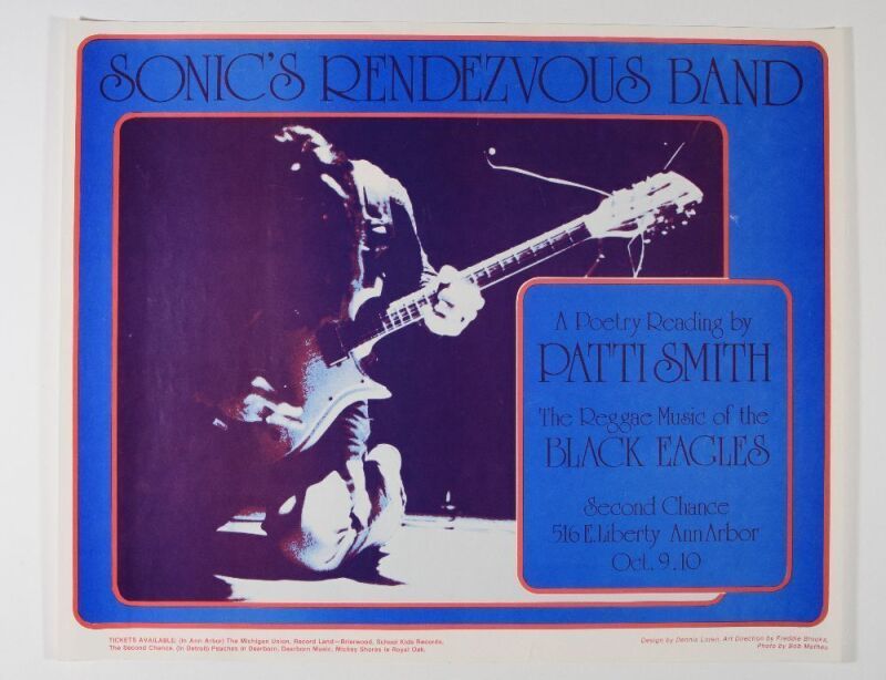 1981 Patti Smith Sonic's Rendezvous Band Second Chance Ann Arbor Poster Excellent 71