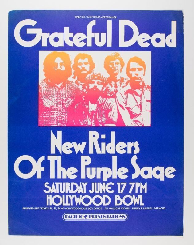 1972 AOR-4.122 Grateful Dead NRPS Hollywood Bowl Poster Excellent 79