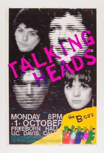 1979 AOR-5.40 Talking Heads B-52's Freeborn Hall UC Davis Uncut Proof Poster Excellent 71
