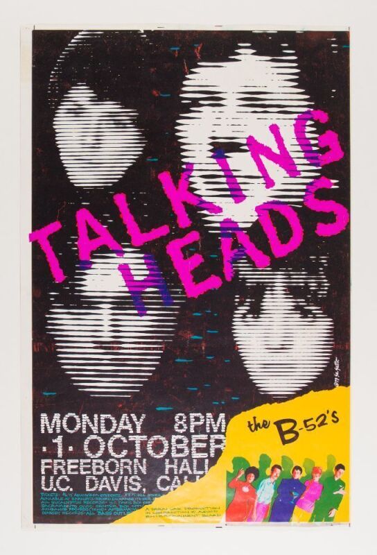 1979 AOR-5.40 Talking Heads B-52's Freeborn Hall UC Davis Uncut Proof Poster Excellent 71