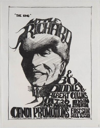 1969 Little Richard Bo Diddley Albert Collins McMahon Stadium Calgary Handbill Near Mint 83