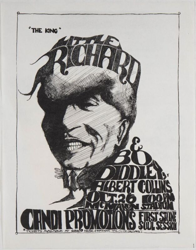 1969 Little Richard Bo Diddley Albert Collins McMahon Stadium Calgary Handbill Near Mint 83