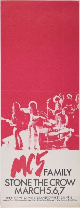 1970 MC5 Family Stone The Crow The Boston Tea Party Poster Excellent 79