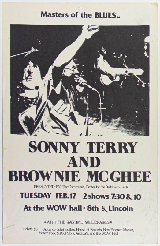 1976 Sonny Terry & Brownie McGhee WOW Hall Eugene Poster Extra Fine 67