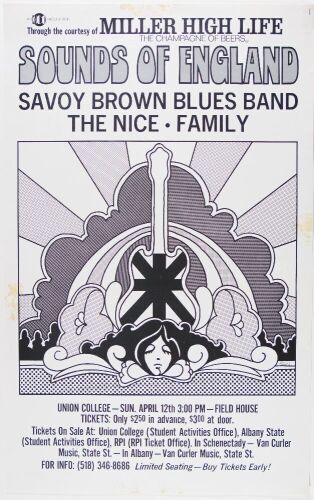1970 Savoy Brown The Nice The Union College Fieldhouse Albany Poster Extra Fine 65