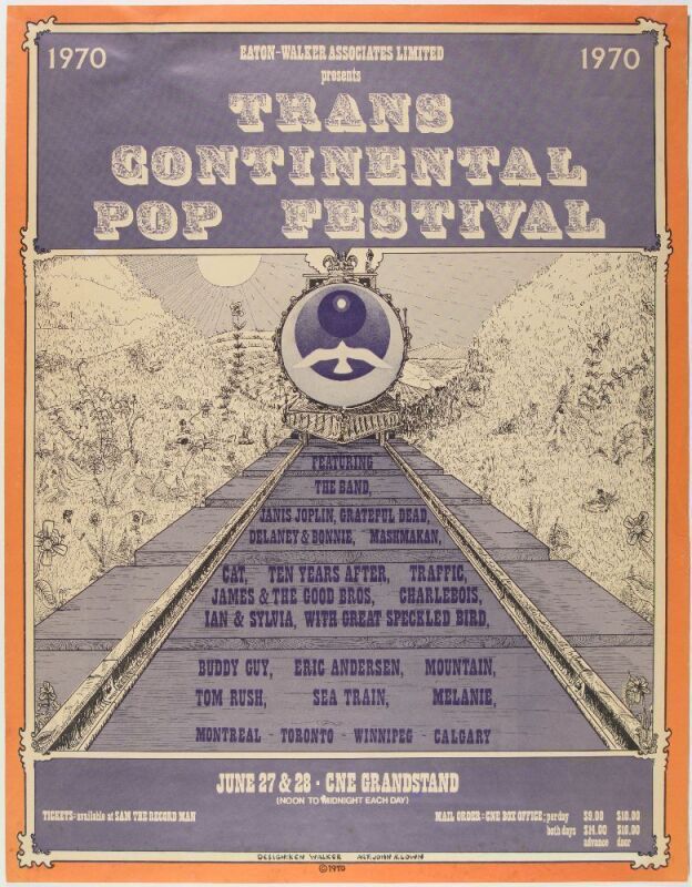 1970 AOR-4.132 The Band Grateful Dead Janis Joplin Festival Express CNE Grandstand Toronto Poster Excellent 73 Restored