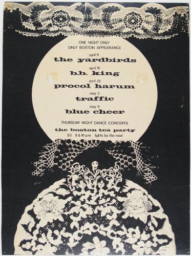 1968 Yardbirds B.B. King Traffic Procol Harum Blue Cheer The Boston Tea Party April and May Calendar Poster Extra Fine 63