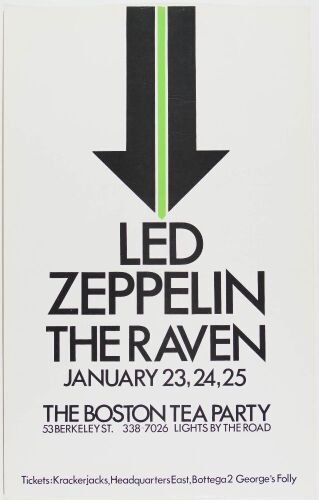 1969 Led Zeppelin The Boston Tea Party Poster Near Mint 89