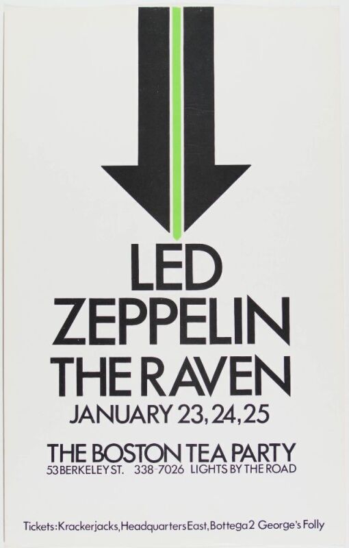 1969 Led Zeppelin The Boston Tea Party Poster Near Mint 89