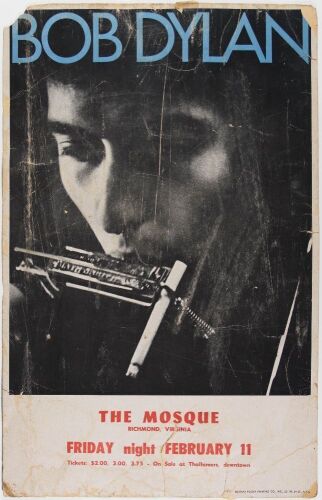 1966 Bob Dylan The Mosque Richmond Cardboard Poster Extra Fine 61