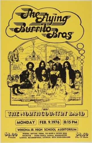 1976 Flying Burrito Brothers Winona Jr High School Auditorium Poster Mint 91