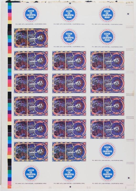 1973 Grateful Dead Business Cards Uncut Proof Sheet Excellent 73