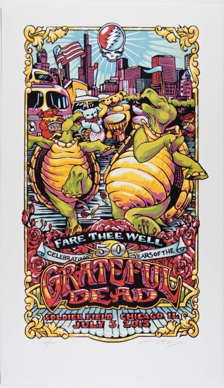 2015 AJ Masthay Grateful Dead Fare Thee Well Soldier Field LE Signed Masthay Poster Mint 95