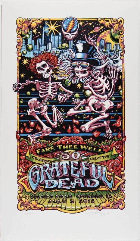 2015 AJ Masthay Grateful Dead Fare Thee Well Soldier Field LE Signed Masthay Poster Mint 95