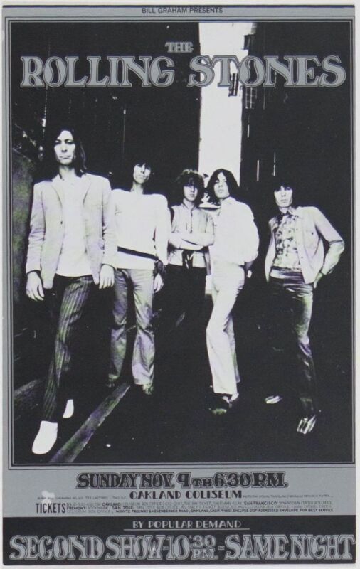 1969 BG-201 Rolling Stones Oakland Coliseum Postcard Mint 91