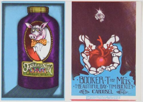 1968 Uncut Sheet of 2 Stanley Mouse Carousel Ballroom Handbills Near Mint 89