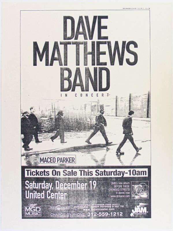 1998 Dave Matthews Band United Center Chicago Poster Near Mint 87