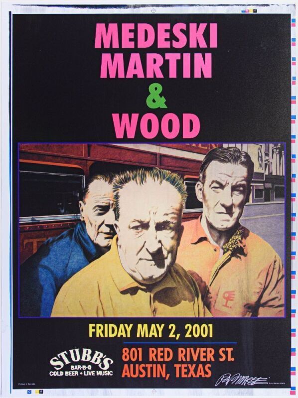 2001 Medeski Martin & Wood Stubb's BBQ Austin Signed Masse Poster Mint 91