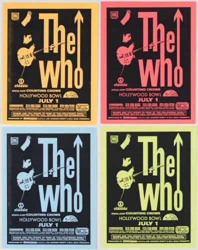 2000 Lot of 4 The Who Hollywood Bowl Handbills Near Mint 89