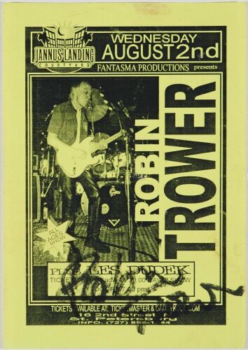 2000 Robin Trower Jannus Landing Signed Trower Handbill Excellent 71