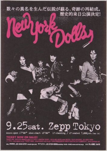 2004 New York Dolls Zepp Tokyo Handbill Near Mint 87
