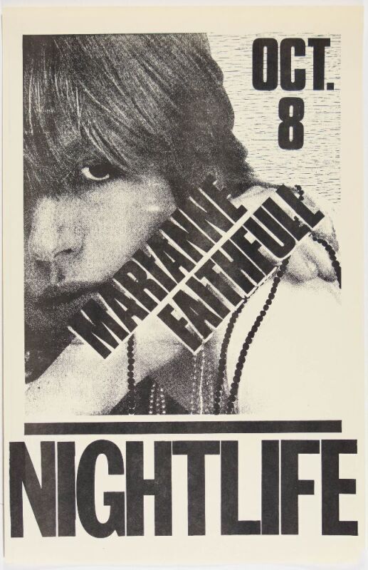 1983 Marianne Faithfull Nightlife Austin Poster Near Mint 83