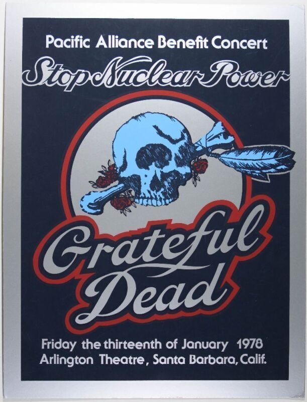 1978 AOR-4.112 Grateful Dead Arlington Theatre Santa Barbara Mounted Poster Excellent 71