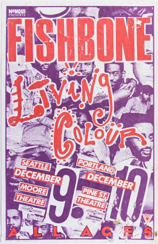 1988 Fishbone Living Colour Moore Theatre Seattle & Pine Street Portland Poster Extra Fine 61