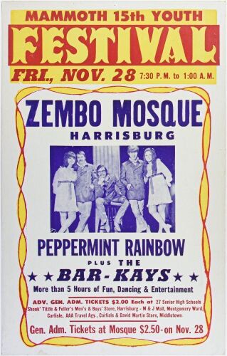1968 Peppermint Rainbow The Zembo Mosque Harrisburg Cardboard Poster Excellent 79