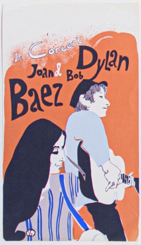 1965 AOR-1.101 Bob Dylan Joan Baez East Coast Tour Handbill Near Mint 85