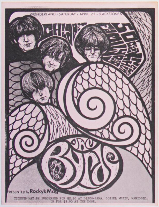 1967 The Byrds Wonderland Skating Rink Fresno Flyer Near Mint 87