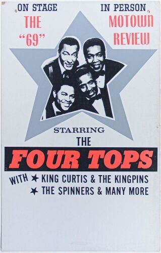 1969 The Four Tops Tour Blank Cardboard Poster Excellent 75