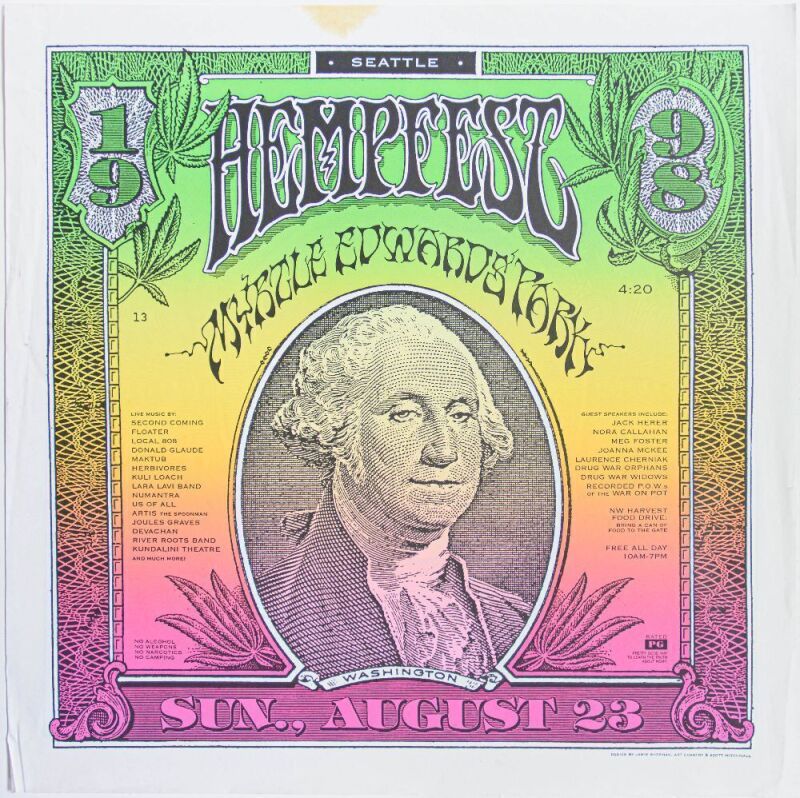 1998 Hempfest Myrtle Edwards Park Seattle Poster Extra Fine 69
