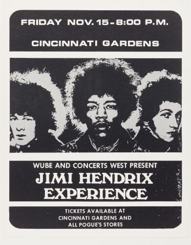 1968 Jimi Hendrix Experience Cincinnati Gardens Handbill Mint 91