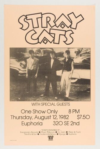 1982 Stray Cats The Euphoria Nightclub Portland Poster Near Mint 87