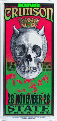 1995 Mark Arminski King Crimson State Theatre Signed Arminski Poster Mint 90