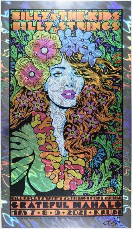2021 Chuck Sperry Billy & the Kids Billy Strings Grateful Mahalo Kauai Hawaii LE Lava Foil Signed Sperry Poster Mint 93