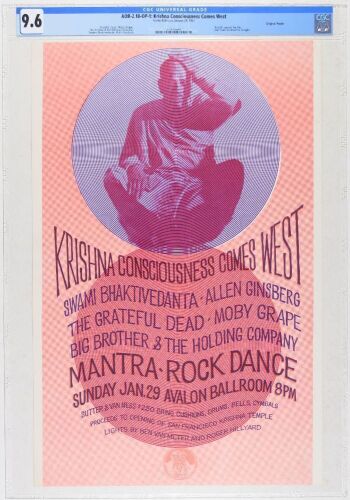 1967 AOR-2.18 Grateful Dead Allen Ginsberg Big Brother Avalon Ballroom Poster CGC 9.6