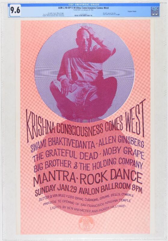 1967 AOR-2.18 Grateful Dead Allen Ginsberg Big Brother Avalon Ballroom Poster CGC 9.6