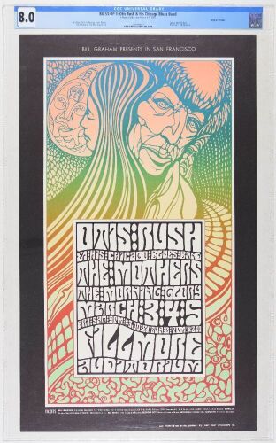1967 BG-53 Otis Rush Frank Zappa The Mothers Fillmore Auditorium Poster CGC 8.0