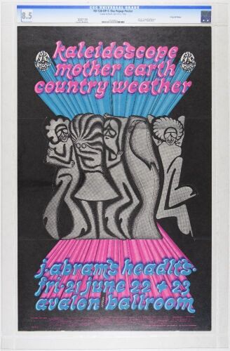 1968 FD-124 Kaleidoscope Mother Earth Country Weather Avalon Ballroom Poster CGC 8.5